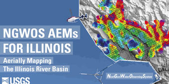 Video thumbnail reads: NGWOS AEMs for Illinois. Aerially Mapping The Illinois River Basin
