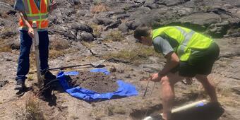Color photograph of scientists in field