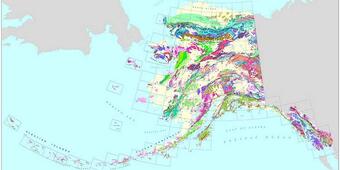 The Alaska Geologic Map shows the generalized geology of the state, each color representing a different type or age of rock