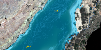 Image from GIS of modeled flowline for High Flow Event, Colorado River