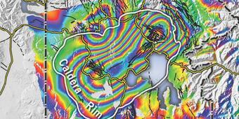 InSAR image of Yellowstone spanning 2004-2006