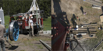 Installing geophysical boreholes in Yellowstone