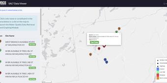 map with colored pointers of amount of gw and sw salt