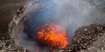 Kīlauea's Summit Vent Churns and Pops as Rocks Fall Into the Lava L...