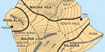 Hawai‘i Island map showing rift zones for Hualālai, Mauna Loa, and ...