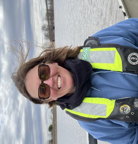 Shannon on the Mississippi River at Clinton, Iowa.