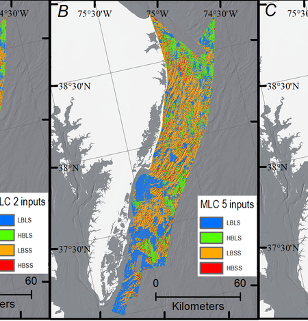 Backscatter, bathymetry, and hill shaded relief maps