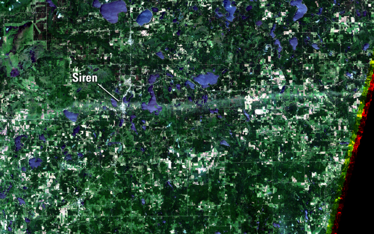 satellite image showing path of a tornado