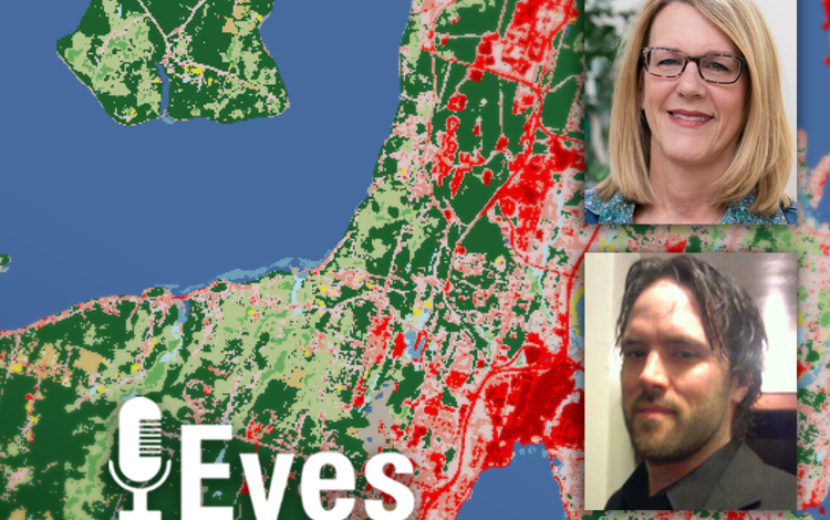 Thumbnail image for Eyes on Earth Episode 126 – Annual NLCD, showing photos of Jesslyn Brown and Jon Dewitz
