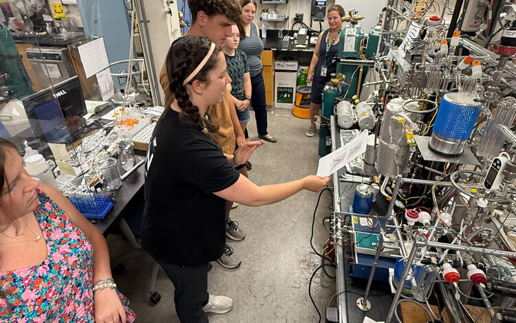 Interns learning in the lab