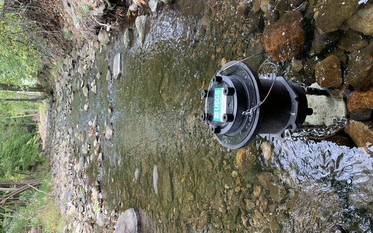 Scientific instrument sitting in a river