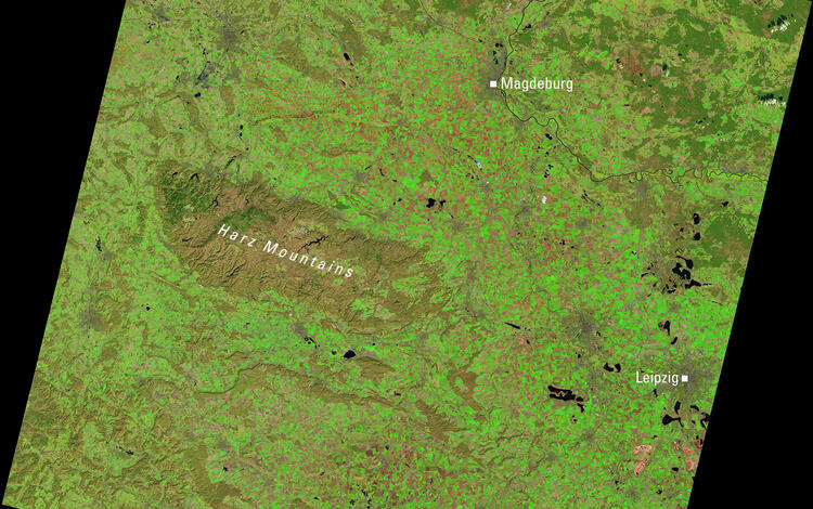 a satellite image showing shades of brown and green