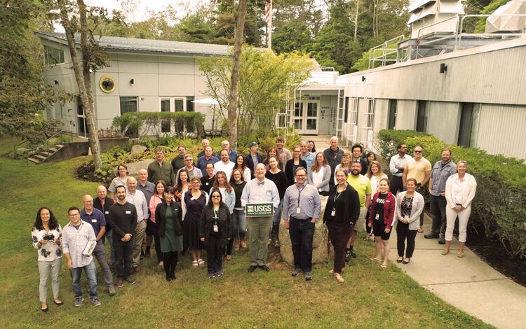 aerial group photo of big group outside