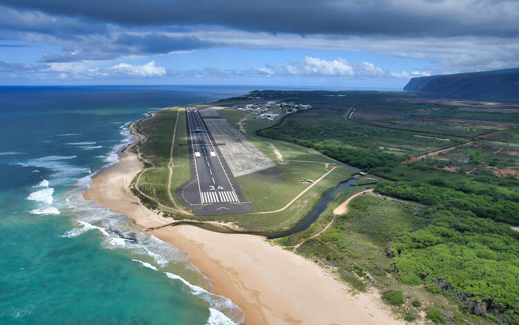 Aerial photo of Pacific Missile Range Facility-Barking Sands in Hawai'i
