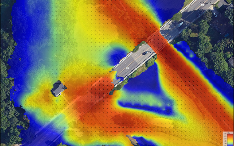 Colorful thermal image of channel flow divisions
