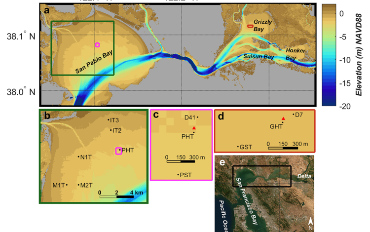 Map showing study locations in San Pablo and Grizzly Bays