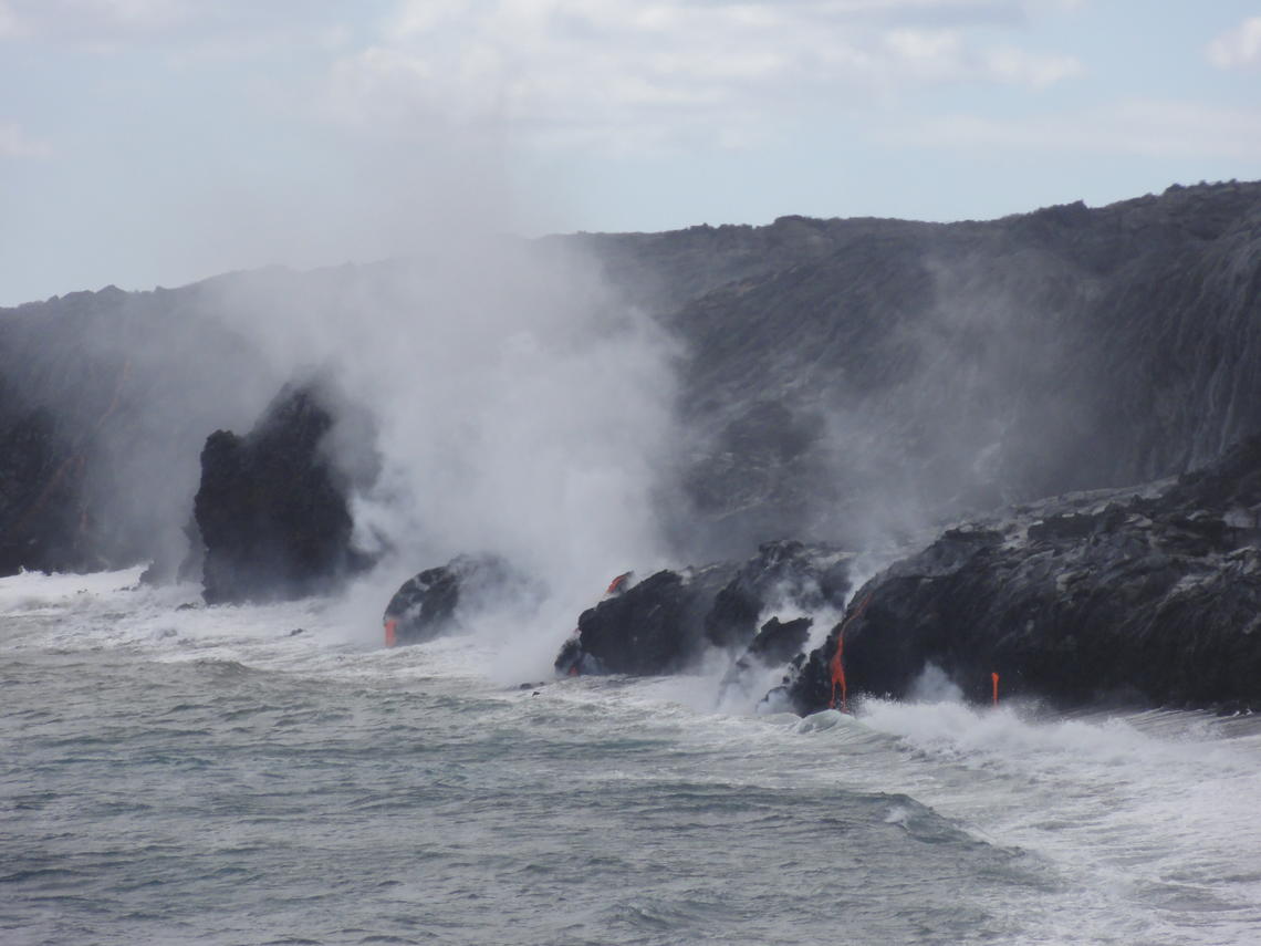 Lava were entering the water as they were battered by the surf | U.S ...