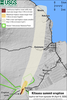 Color map showing the area of a volcano affected by fallout during a lava fountaining episode