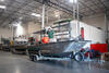 The Research Vessel (R/V) Dora Henry in the warehouse of the CAWSC West Sacramento Projects Office.