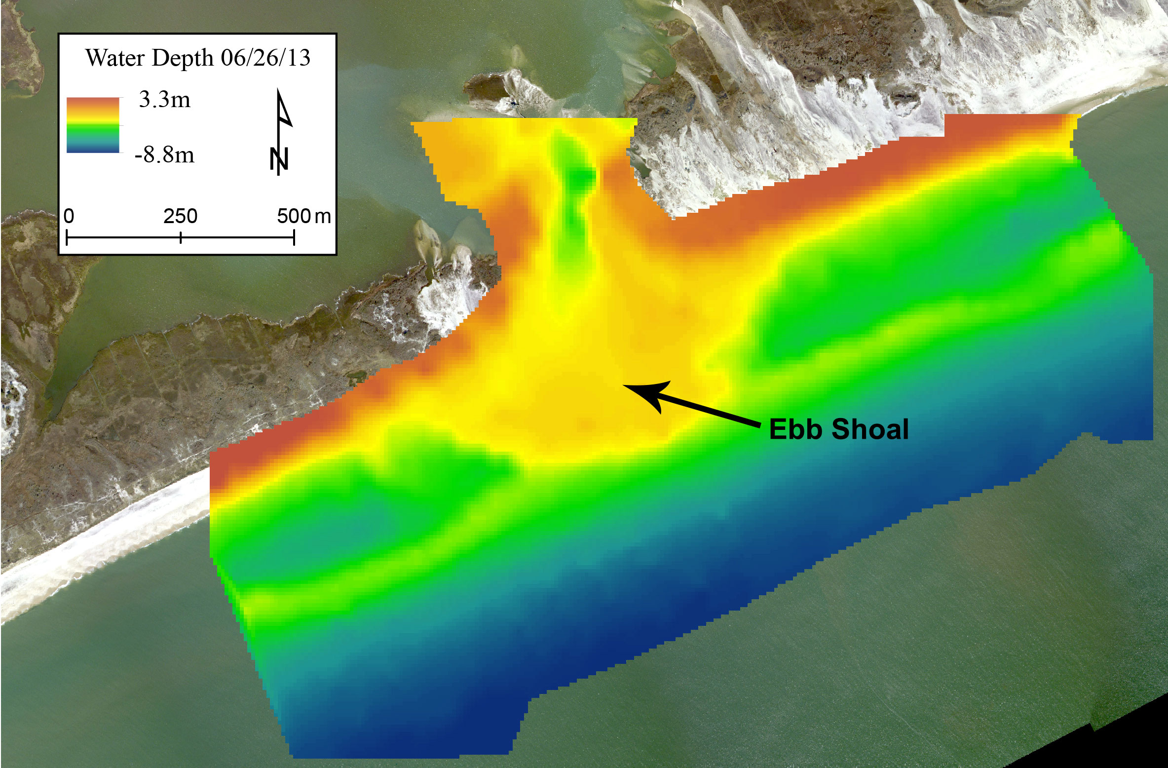 Image showing ebb shoal of Fire Island breach using data from LARC | U
